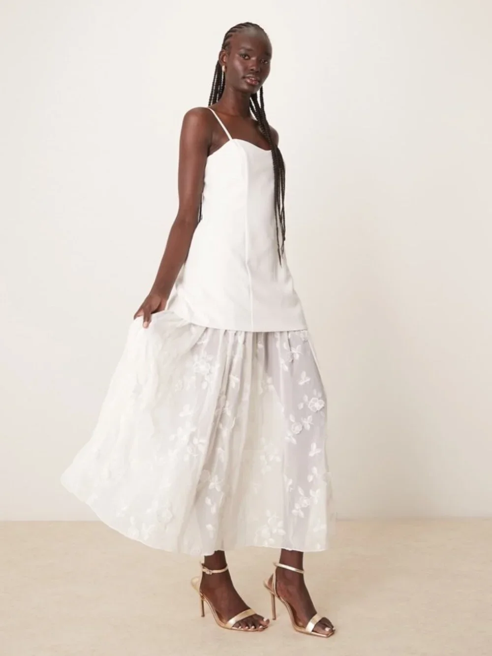 Abercrombie & Fitch Women’s Sheer Embroidered White Floral Dress Sleeveless